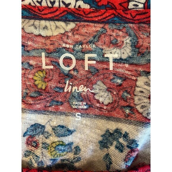 Loft Linen Boho Paisley Capped Sleeve Lightweight Breathable linen T Shirt S - Picture 4 of 4